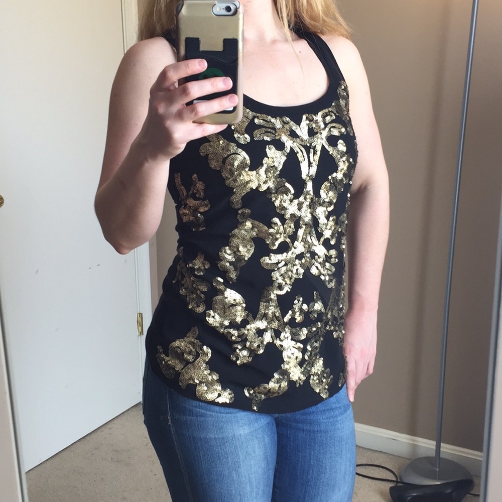 Black Sequin Express Tank
